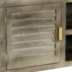 Mueble para TV madera maciza mango con latón gris 110x30x48 cm