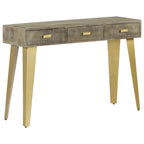Mesa consola madera maciza de mango con latón gris 110x35x76 cm