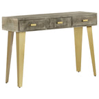 Mesa consola madera maciza de mango con latón gris 110x35x76 cm