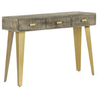 Mesa consola madera maciza de mango con latón gris 110x35x76 cm