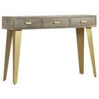 Mesa consola madera maciza de mango con latón gris 110x35x76 cm