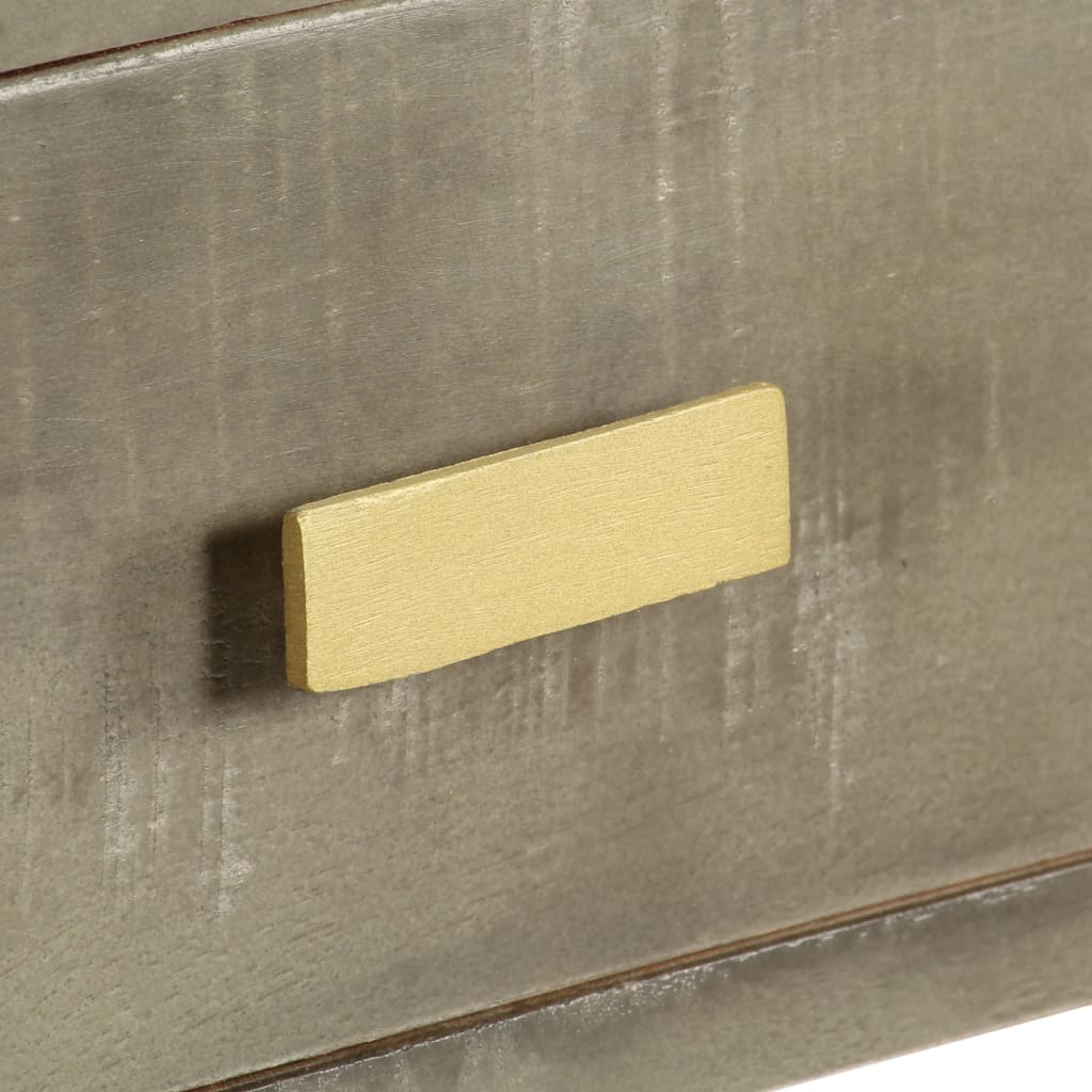 Mesa consola madera maciza de mango con latón gris 110x35x76 cm