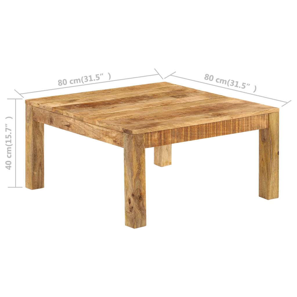 Mesa de centro de madera maciza de mango 80x80x40 cm