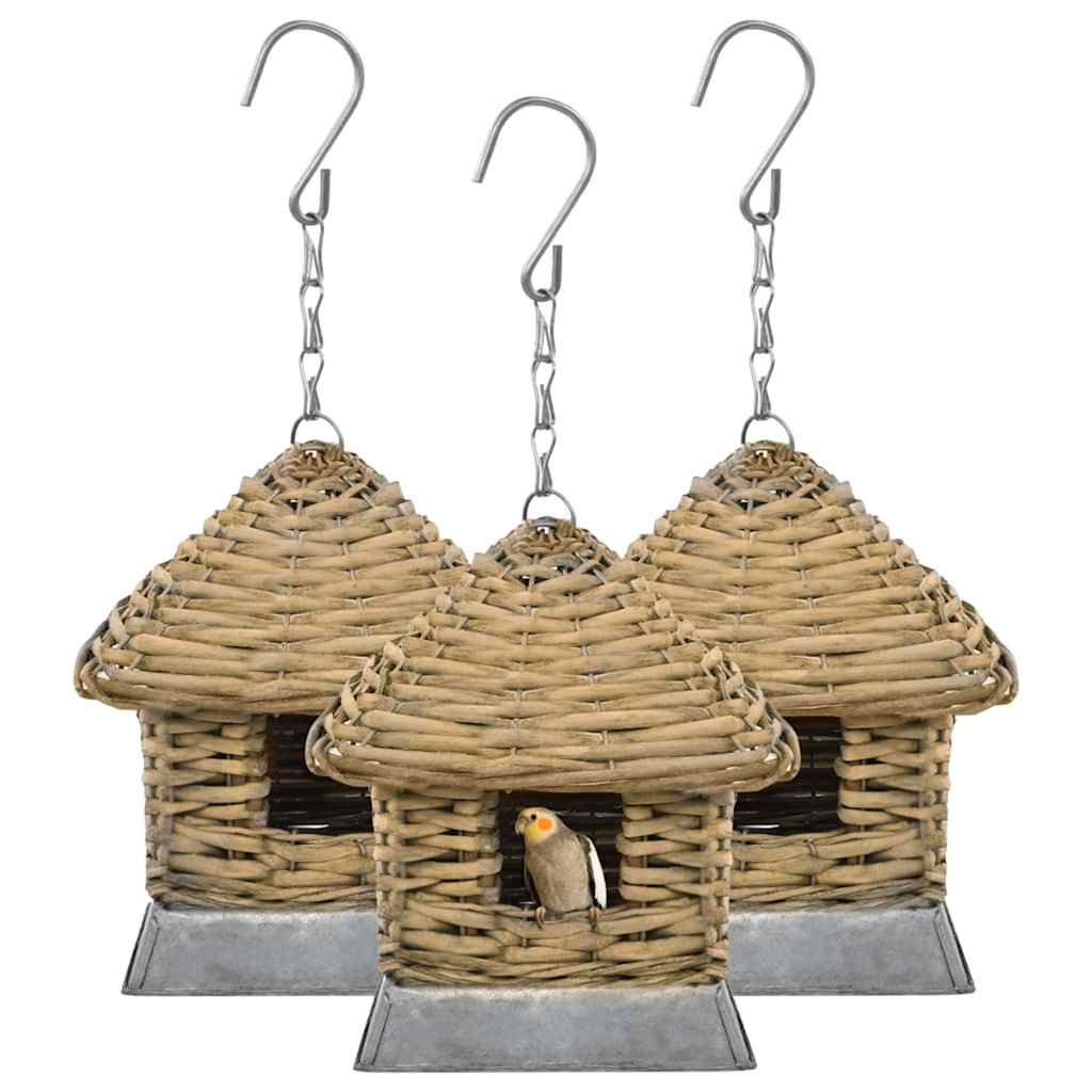 Casas para pájaros 3 unidades mimbre