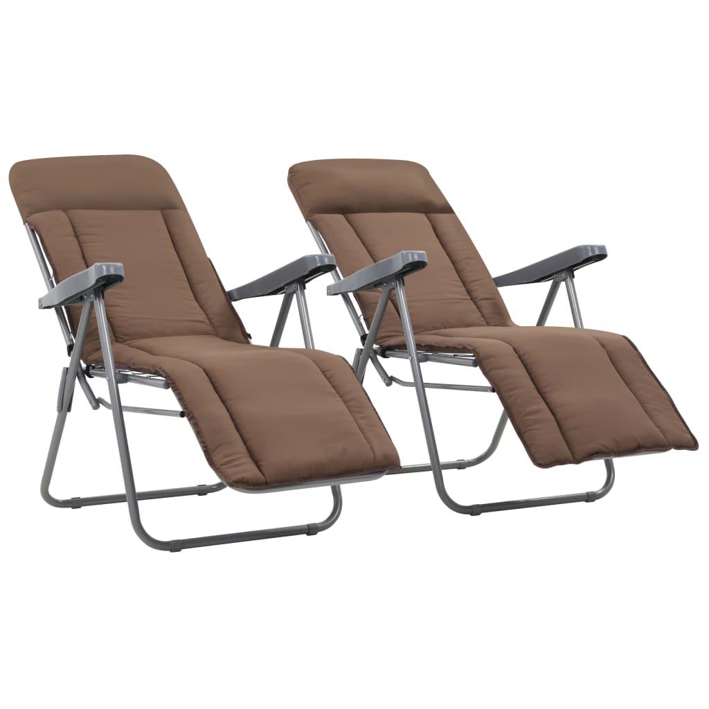 Folding garden chairs with cushion 2 pcs grey