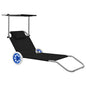 Tumbona plegable con toldo y ruedas acero gris
