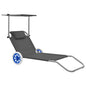 Tumbona plegable con toldo y ruedas acero gris