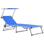 Folding sun lounger with aluminum frame and blue textilene
