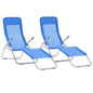 Folding sun loungers 2 units blue textilene