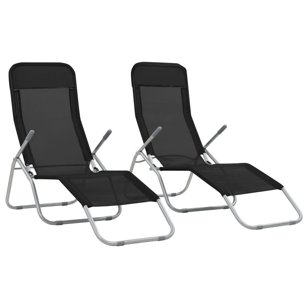 Folding sun loungers 2 units blue textilene