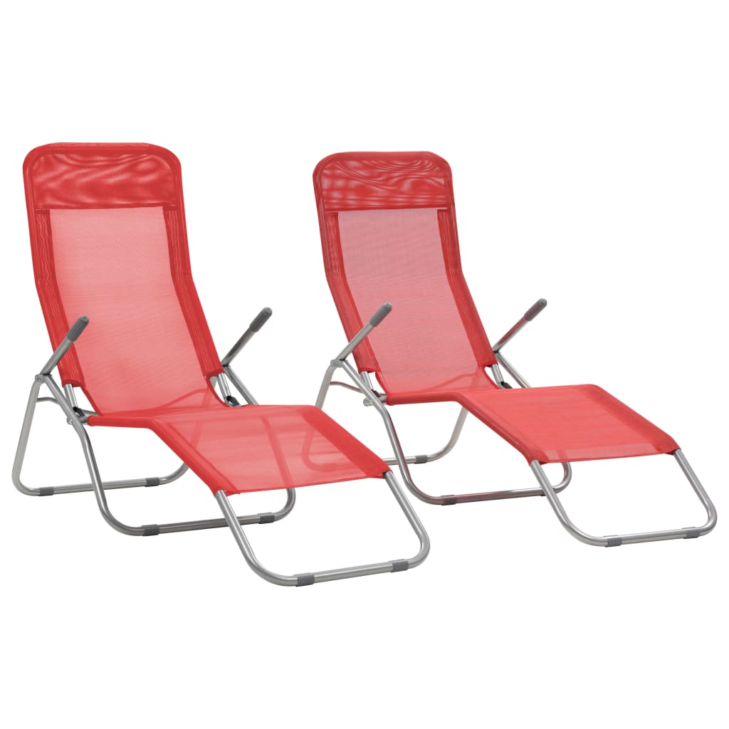 Folding sun loungers 2 units blue textilene