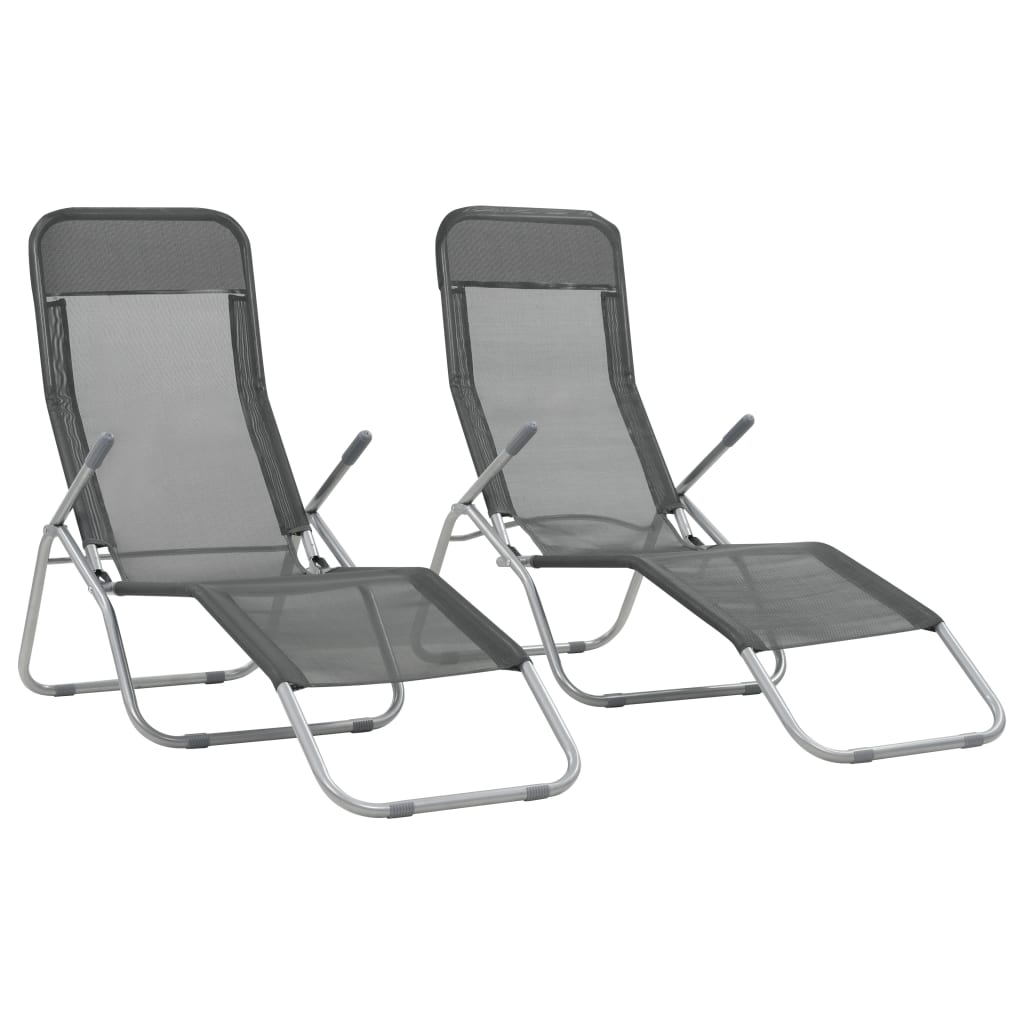Folding sun loungers 2 units blue textilene