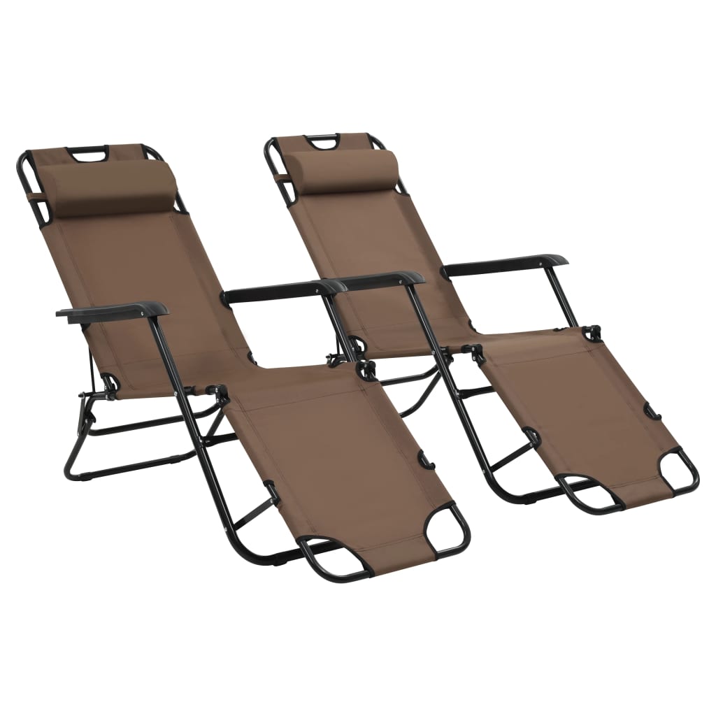 Folding sun loungers 2 units blue textilene