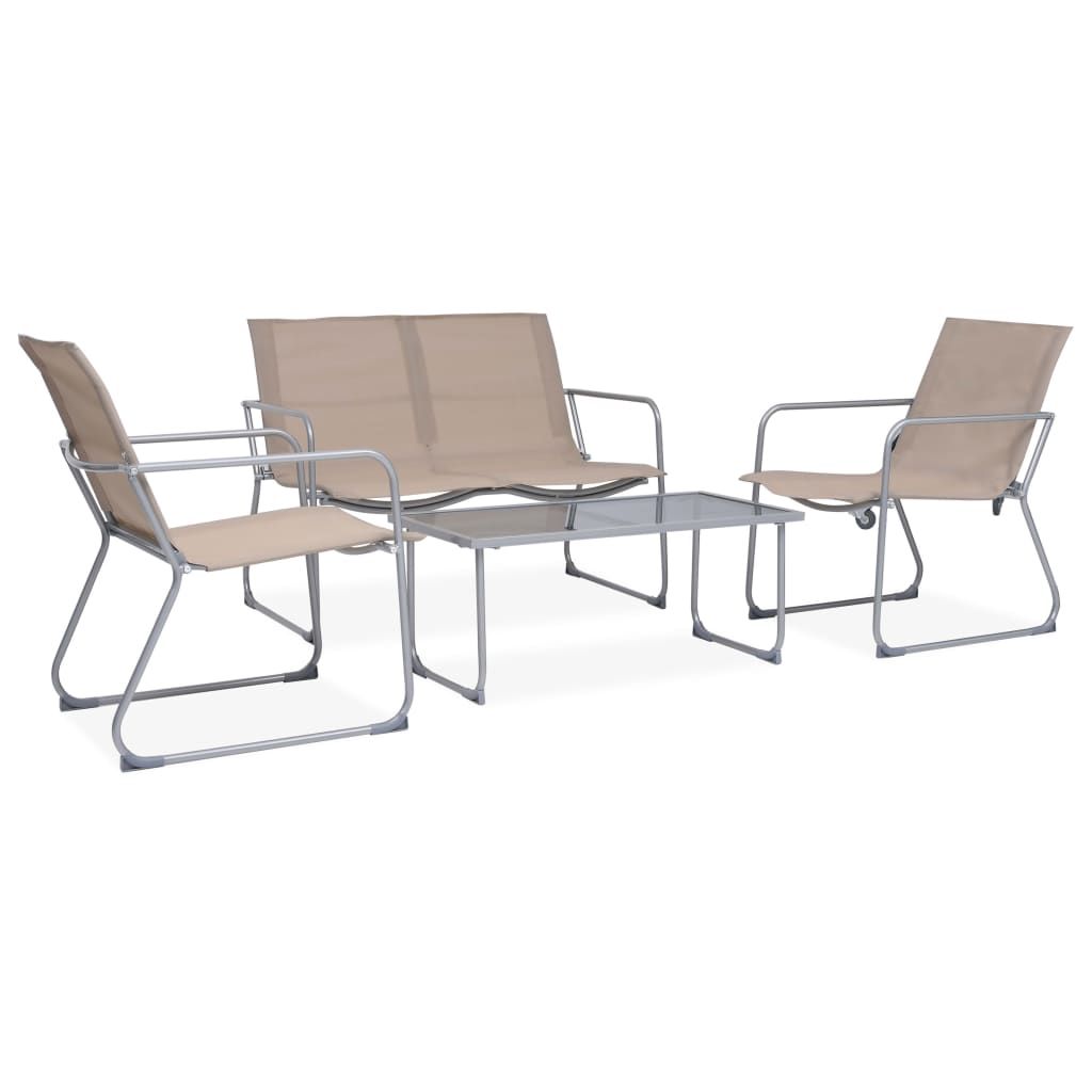 Conjunto de móveis de jardim 4 peças tecido e aço creme