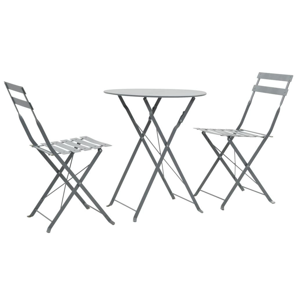 Mesa y sillas bistró de jardín 3 piezas acero blanco
