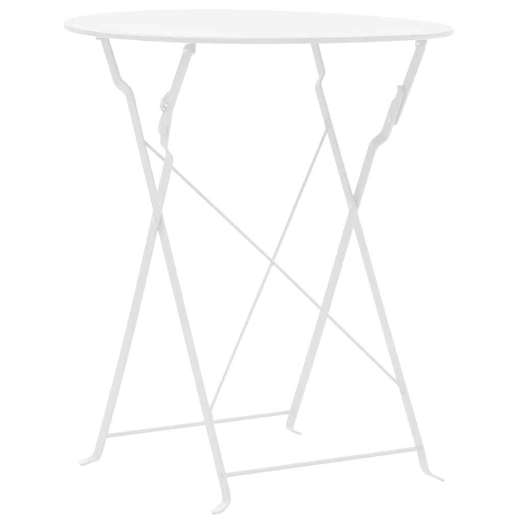 Mesa y sillas bistró de jardín 3 piezas acero blanco
