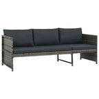 Set de muebles de jardín 3 pzas y cojines ratán sintético gris