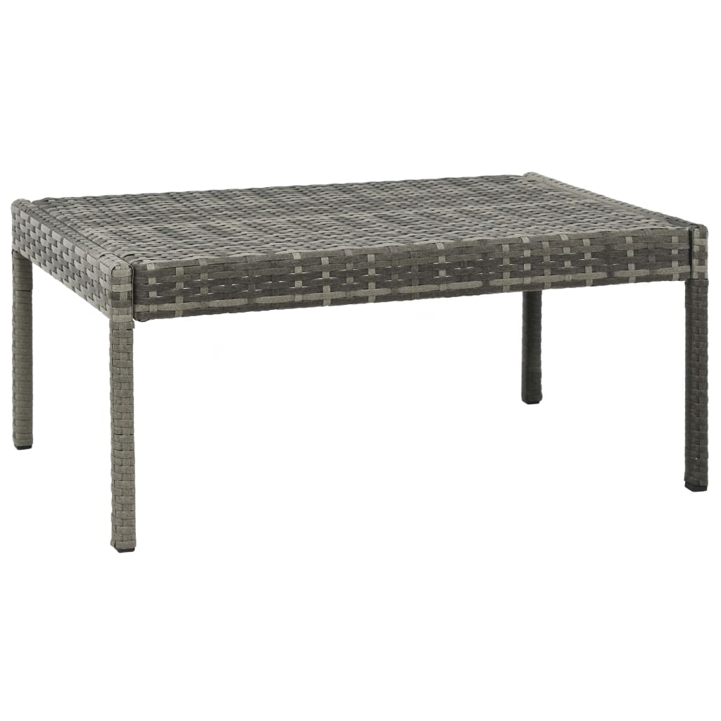 Set de muebles de jardín 3 pzas y cojines ratán sintético gris