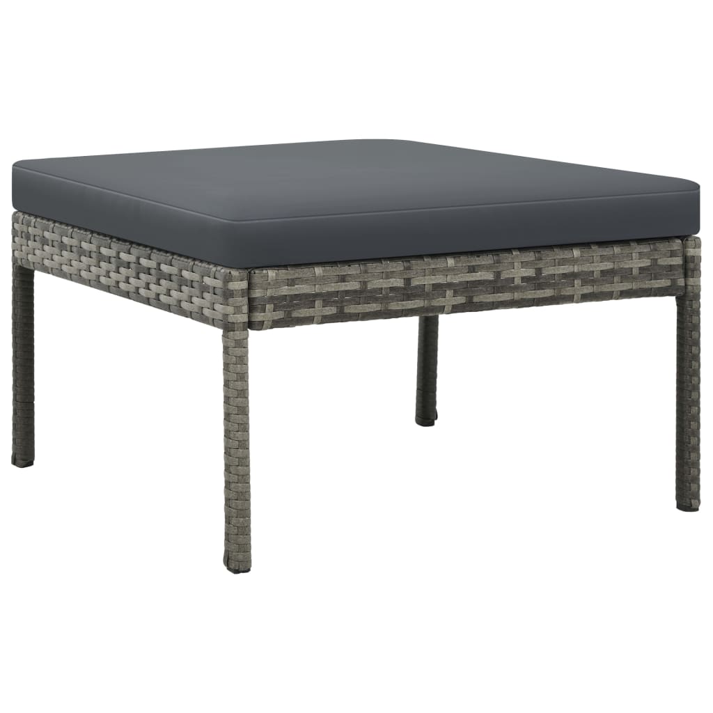Set de muebles de jardín 3 pzas y cojines ratán sintético gris