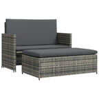 Set de muebles de jardín 2 pzas y cojines ratán sintético gris
