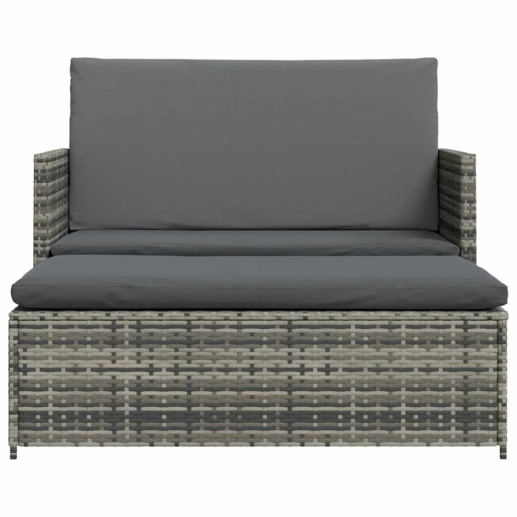 Set de muebles de jardín 2 pzas y cojines ratán sintético gris