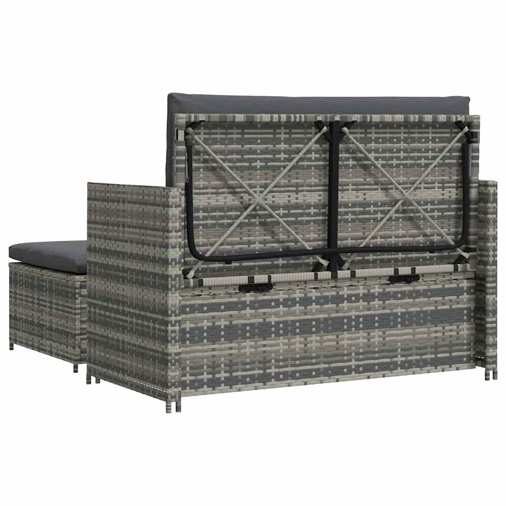 Set de muebles de jardín 2 pzas y cojines ratán sintético gris