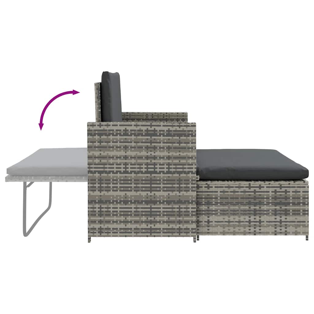 Set de muebles de jardín 2 pzas y cojines ratán sintético gris