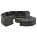 Set de muebles de jardín 7 pzas y cojines ratán sintético gris