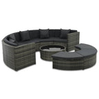 Set de muebles de jardín 7 pzas y cojines ratán sintético gris