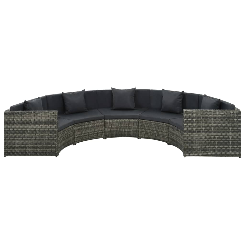 Set de muebles de jardín 7 pzas y cojines ratán sintético gris