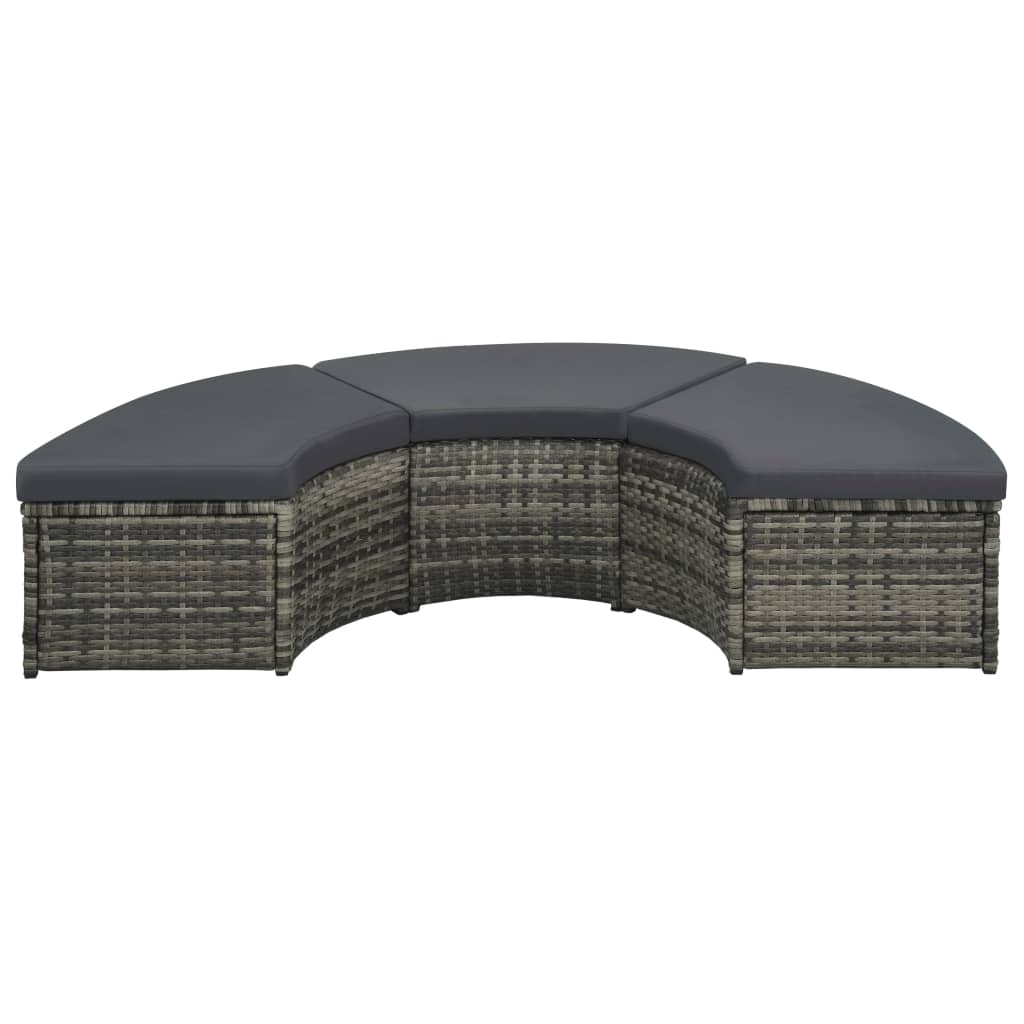 Set de muebles de jardín 7 pzas y cojines ratán sintético gris