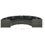 Set de muebles de jardín 7 pzas y cojines ratán sintético gris