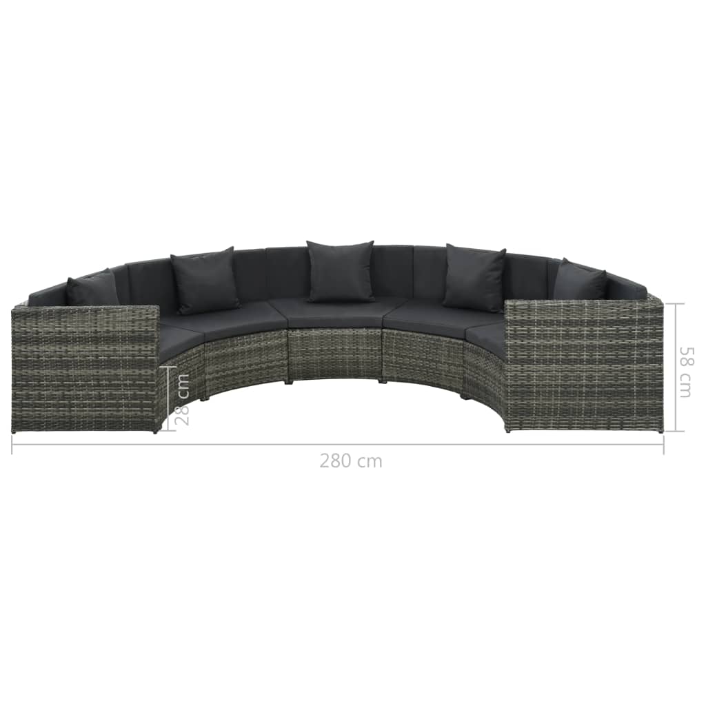 Set de muebles de jardín 7 pzas y cojines ratán sintético gris