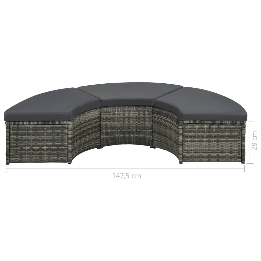 Set de muebles de jardín 7 pzas y cojines ratán sintético gris