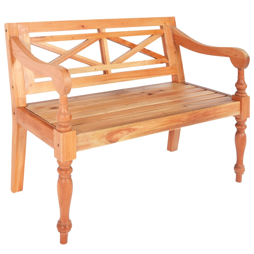 Banco Batavia de madera maciza de caoba blanco 98 cm