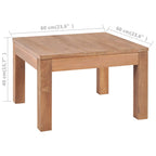 Mesa de centro madera teca maciza acabado natural 60x60x40 cm