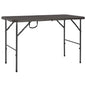 Mesa de jardim dobrável HDPE castanha com aspeto de vime 120x60x74 cm