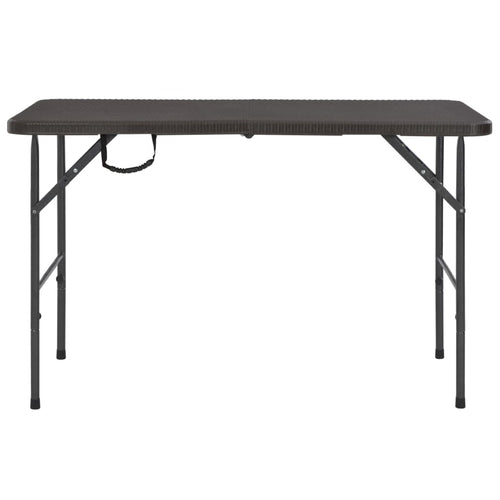 Brown rattan-look HDPE folding garden table 120x60x74 cm