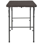 Mesa de jardín plegable HDPE marrón aspecto ratán 120x60x74 cm