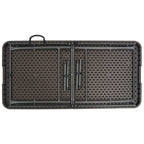 Mesa de jardín plegable HDPE marrón aspecto ratán 120x60x74 cm