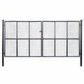 Puerta de jardín de malla acero galvanizado 400 x 175 cm gris