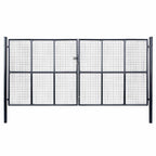 Puerta de jardín de malla acero galvanizado 400 x 175 cm gris