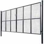 Puerta de jardín de malla acero galvanizado 400 x 175 cm gris