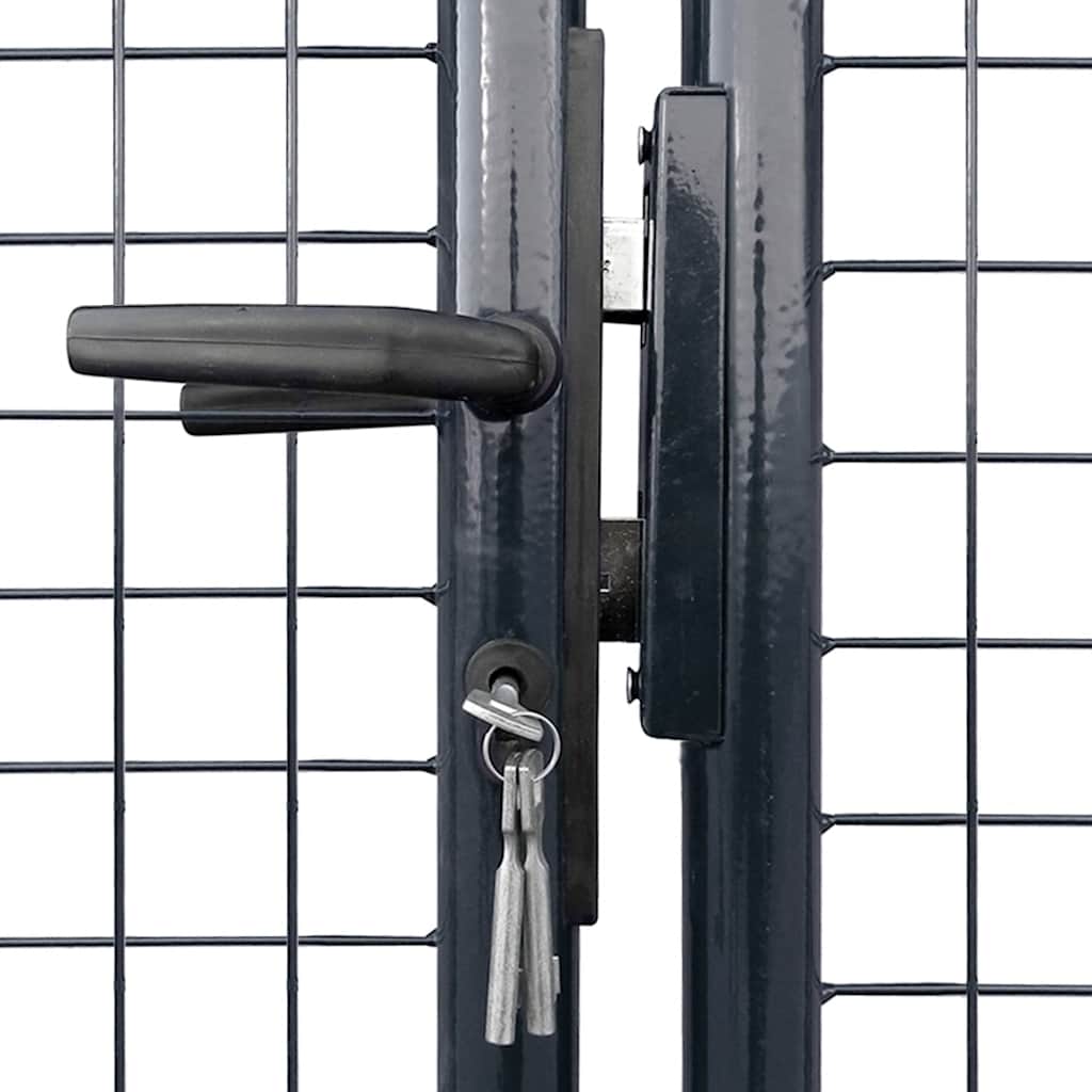 Puerta de jardín de malla acero galvanizado 400 x 175 cm gris