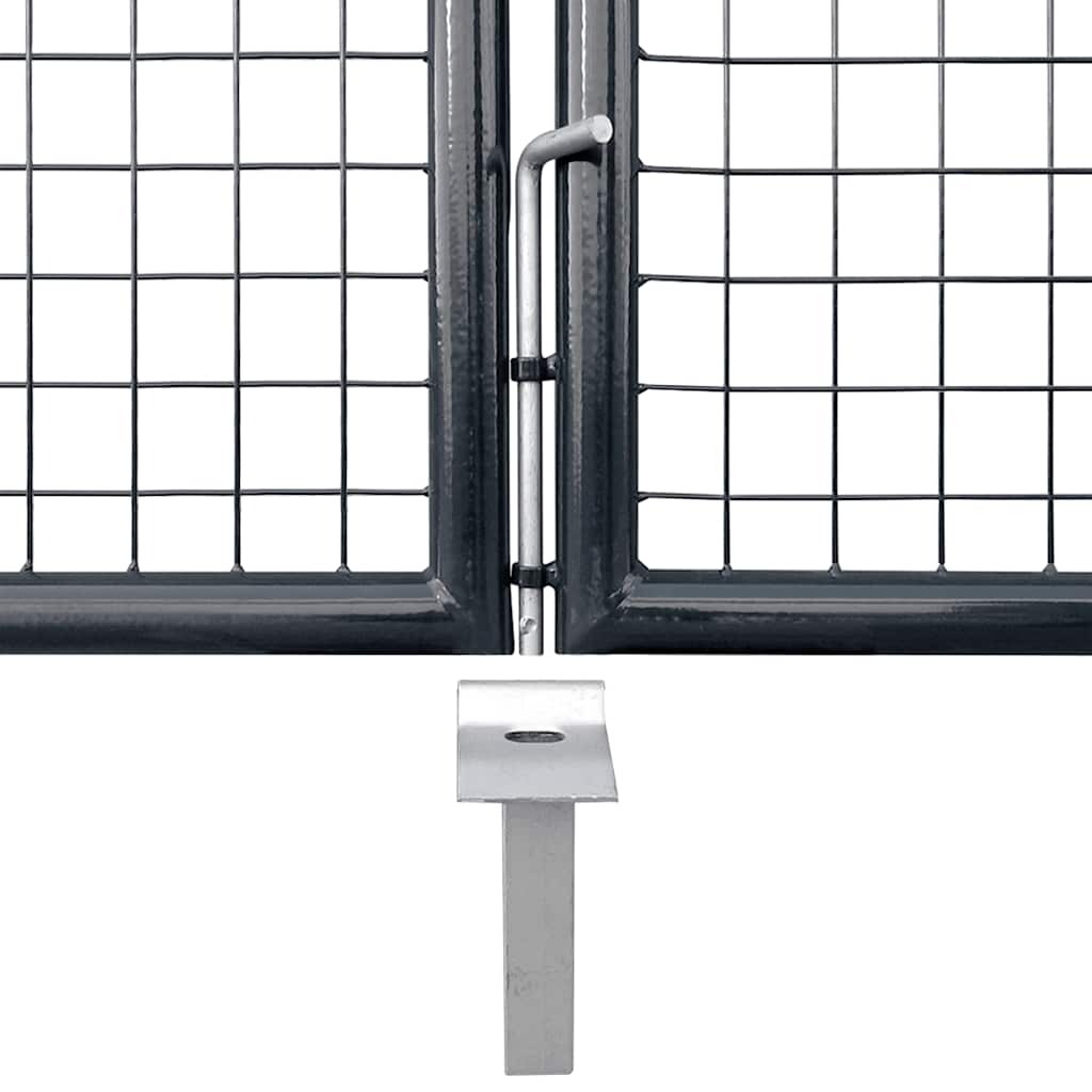 Puerta de jardín de malla acero galvanizado 400 x 175 cm gris