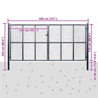 Puerta de jardín de malla acero galvanizado 400 x 175 cm gris