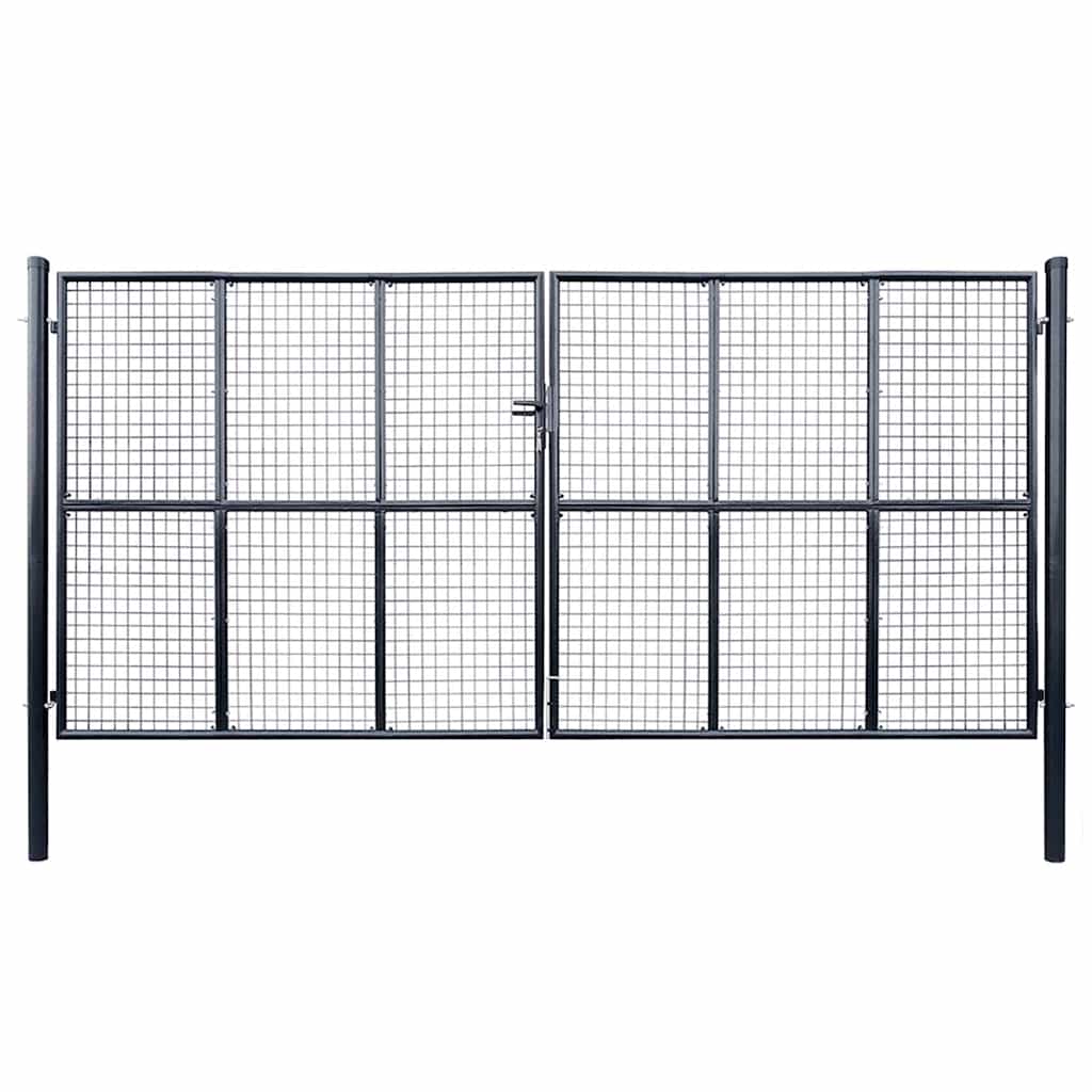 Garden gate, galvanized steel mesh, 100 x 125 cm, gray