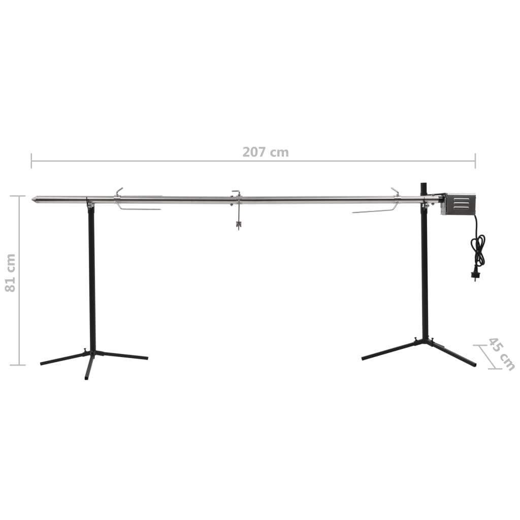 Barbacoa grill automática motor acero inoxidable 207x45x81 cm