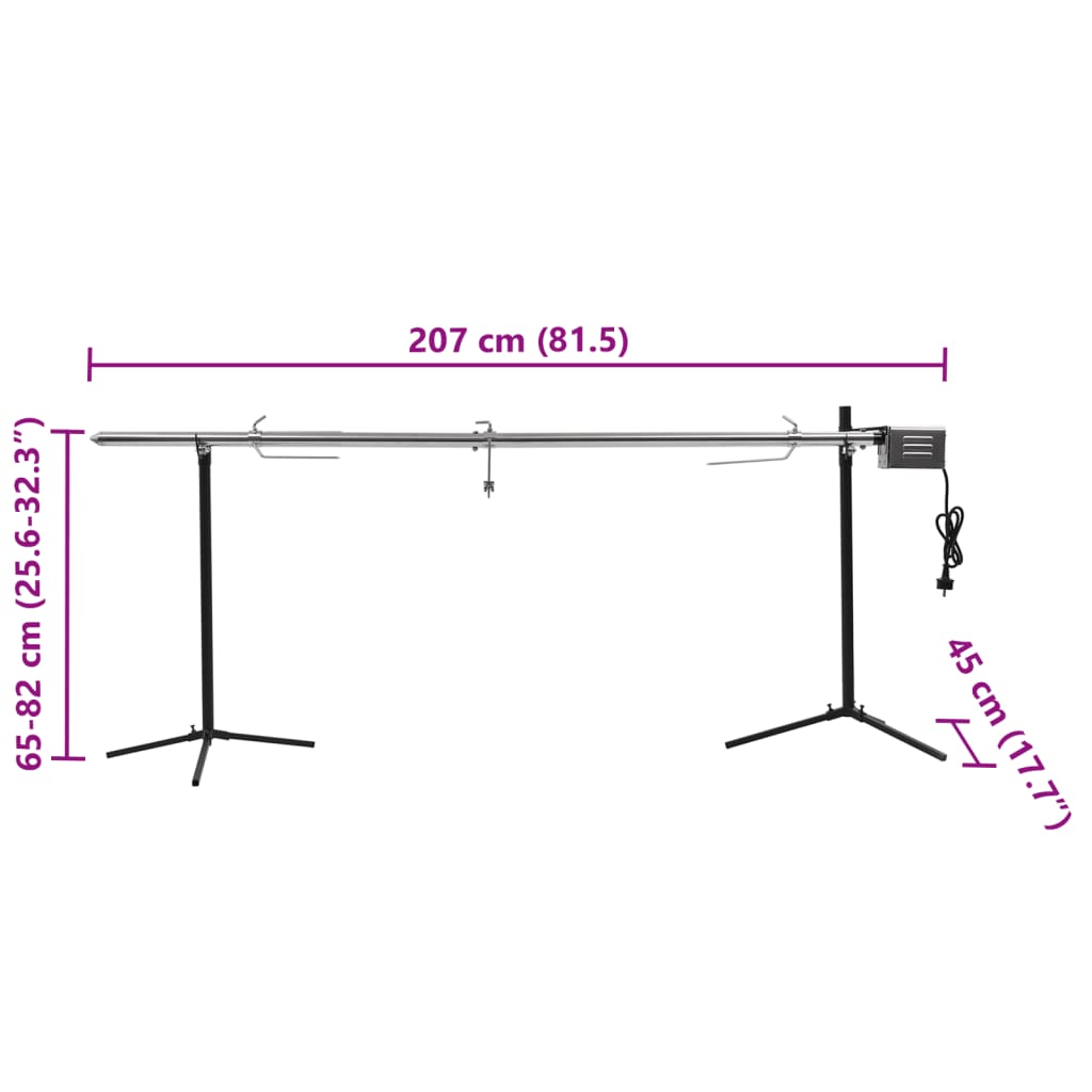 Barbacoa grill automática motor acero inoxidable 207x45x81 cm