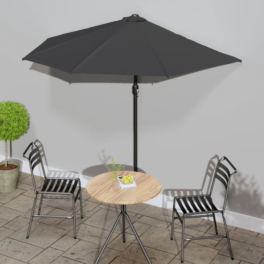 Semi-circular balcony parasol, aluminum, burgundy, 300x155x223 cm